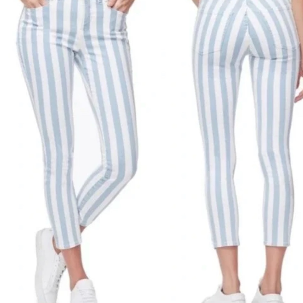 NEVER BEEN WORN GOOD AMERICAN Good Legs Crop  Striped Jeans, Tags On